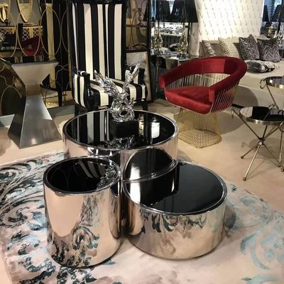 comprare Il tavolino da salotto elettrolitico moderno di acciaio inossidabile ha messo la Tabella di estremità rotonda del metallo online manufacture