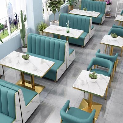 comprare Disposizione dei posti a sedere moderna della cabina dell'hotel del ristorante della mobilia di arte di cuoio del marmo online manufacture