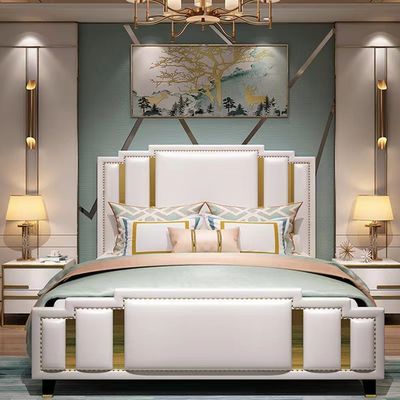 comprare La mobilia ricoperta della camera da letto dell'hotel idraulica alza il letto del cuoio di stoccaggio online manufacture