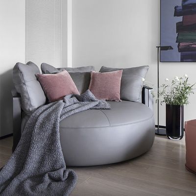 comprare Letto divano personalizzato staccabile Italia rotondo grande grigio nero di pelle di mucca divano mobili da letto online manufacture