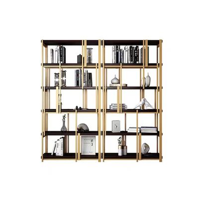 Oro moderno su ordinazione dell'armadietto di esposizione dello scaffale per libri della mobilia dell'hotel di acciaio inossidabile