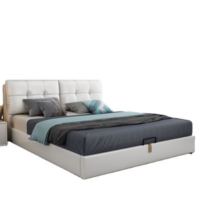 Letto bianco di cuoio di lusso Art Hotel Room Bed molle moderno
