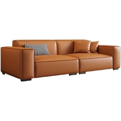 Colore capo del caramello della pelle bovina di strato del salone su ordinazione di cuoio di Sofa Bed Straight Row Minimalist