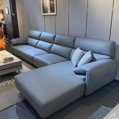 Spugna Sofa Bed Blue Leather su ordinazione della curvatura 3.25m per la casa dell'hotel
