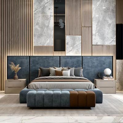 Re reale Size Bed del tessuto del velluto dell'hotel della mobilia su ordinazione della camera da letto