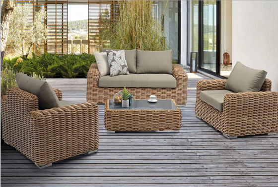 Rattan di vimini Sofa Set della mobilia dell'insieme del giardino all'aperto di lusso moderno dell'hotel