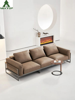 Sofà di cuoio vivente 3 Seaters Sofa Metal Frame adagiantesi molle della camera di albergo di Brown