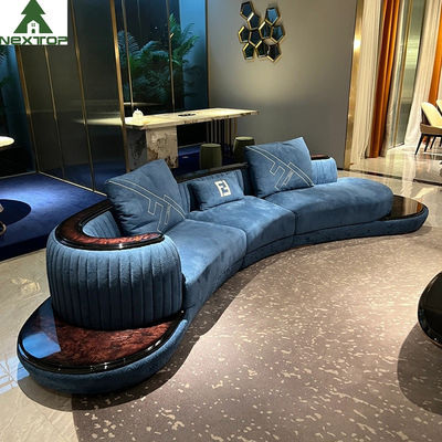 Il salotto di qualità superiore Blue Velvet di Sofa Set Furniture Hotel Lobby del salone ha curvato i sofà