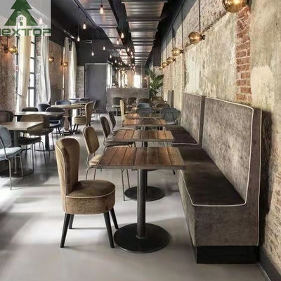 Buon prezzo Intero tessuto L di cuoio cabina d'angolo Sofa Set Wooden Chairs della mobilia del ristorante dell'hotel di forma in linea