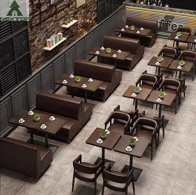 Hotel di cuoio di Antivari del caffè della caffetteria di Sofa Chair Table Set For della cabina del ristorante d'annata