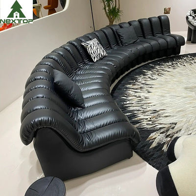 Villa curva di cuoio nera di lusso dell'hotel di Sofa Large Lobby Set For del piano