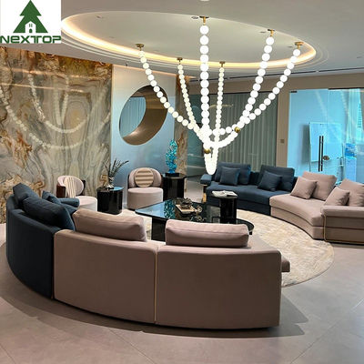 Mobilia Sofa Nubuck Fabric Circle Corner modulare interno dell'ingresso dell'hotel dell'OEM con la struttura del metallo