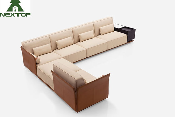 La L interna moderna modella l'area dell'ufficio dell'ingresso di Sofa Set Luxury Leather Hotel