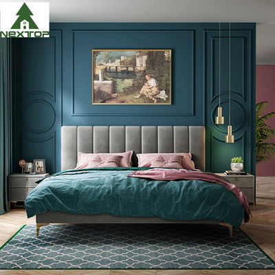 Letto in legno a doppio letto Queen Piattaforma King Size Letto in tessuto Hotel Arredamento camera da letto