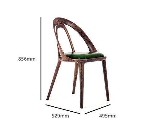 Poltrona da pranzo a noce in stile nordico leggera lusso pelle vera massello nero
