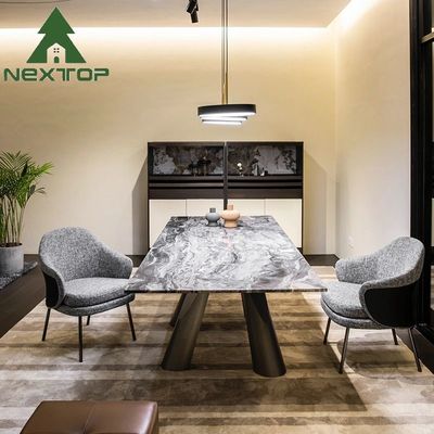 NEXTTOP Tavola da pranzo in acciaio inossidabile marmo Art Base rettangolo
