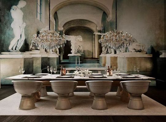 Ristorante Villa Marmo Bianco Tavolo da pranzo 8 10 Sedie Metalliche Set