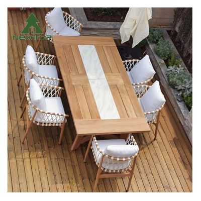 Durabile Semplice Arredamento Da Patio Giardino Tavolo E Sedie Teak Set Da Pranzo Esterno