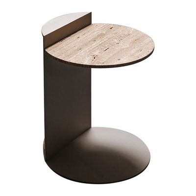 Antiossidante Hotel Tavolo da caffè Ferro Con Tavolo di legno Tavola laterale Rock Plate Tipo C Divano Tavolo laterale