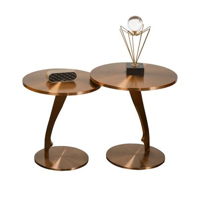 Classe Tavola laterale in acciaio inossidabile in ottone spazzolato Tavola rotonda piccola Tavola da caffè