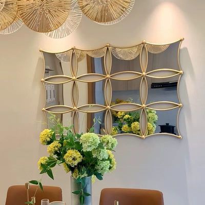 5 stelle Hotel di lusso stile leggero cornice metallica Muro decorativo specchio artistico