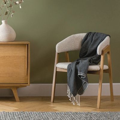 Buon prezzo Camera 5 stelle stile minimalista tessuto bianco massiccio legno di quercia poltrona di svago in linea