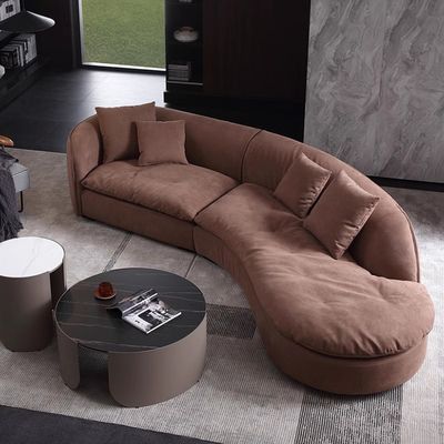 Buon prezzo Hotel Sofa semplice in tessuto di velluto ghiacciato Divano in angolo curvo in linea